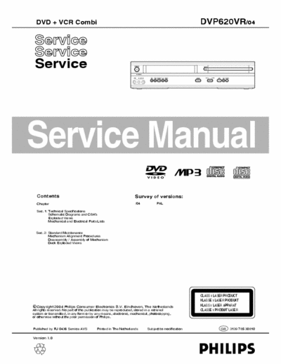 Philips DVP620R Service Manual DVD+VCR Combi - Type /04 - pag. 101